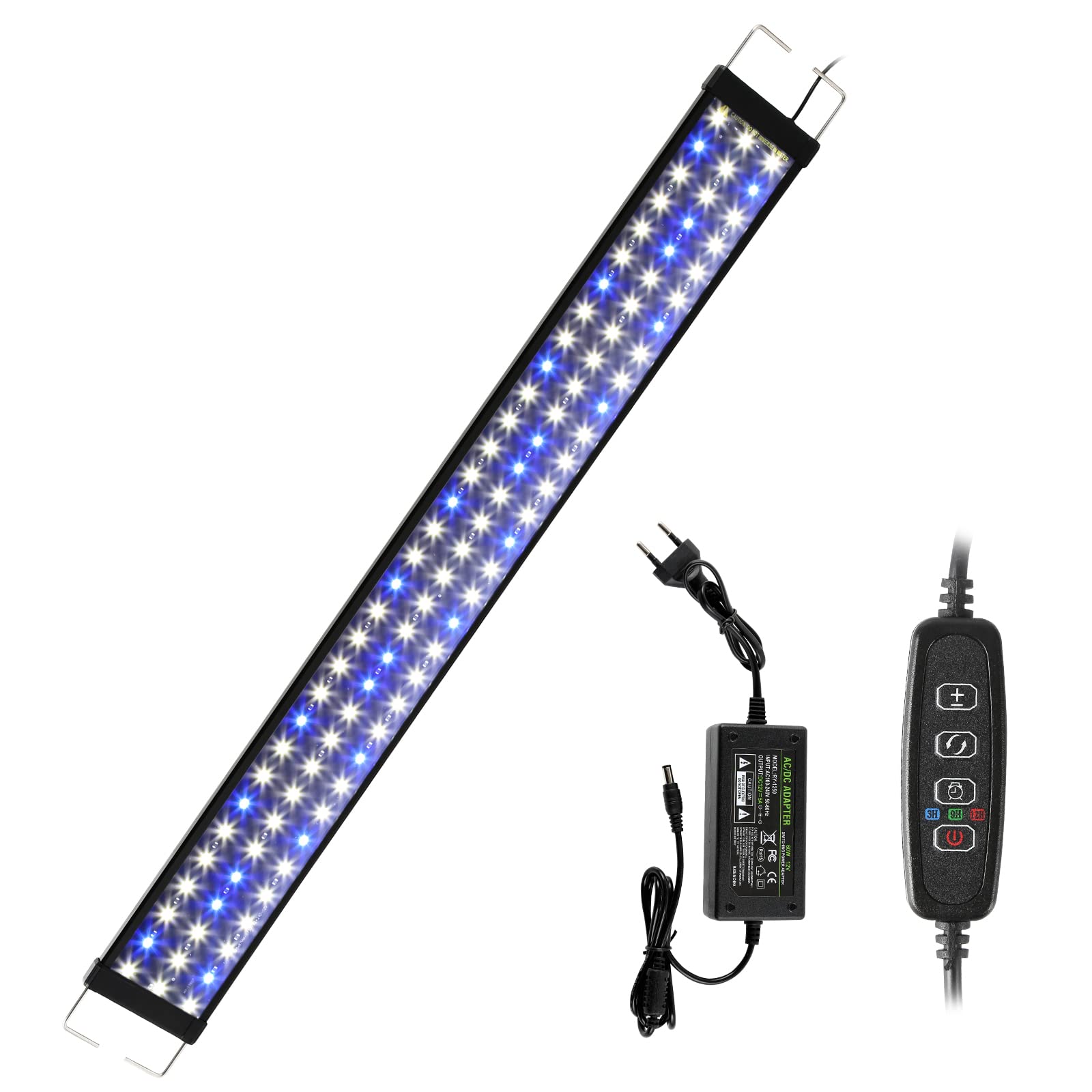 EINFEBEN Iluminación LED para acuarios, luz blanca azul 25W con soporte ajustable para acuarios de 90cm-110cm