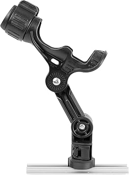 YakAttack Omega Pro Rod Holder - Secure & Adjustable LockNLoad System | Track Mount Fishing Rod Holder for Kayak & Boat | Compatible with Spinning, Casting, Fly Reels | Black (Professional)