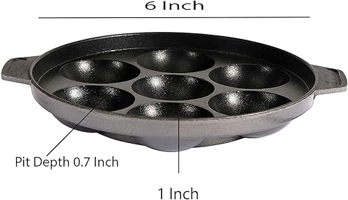 Miniatura 3 de DBY Appam Pan de aluminio Appam Patra Paniyaral antiadherente Paniyaram Paniyarakkal Aebleskiver Pan Takoyaki con tapa de acero inoxidable 7 bolas