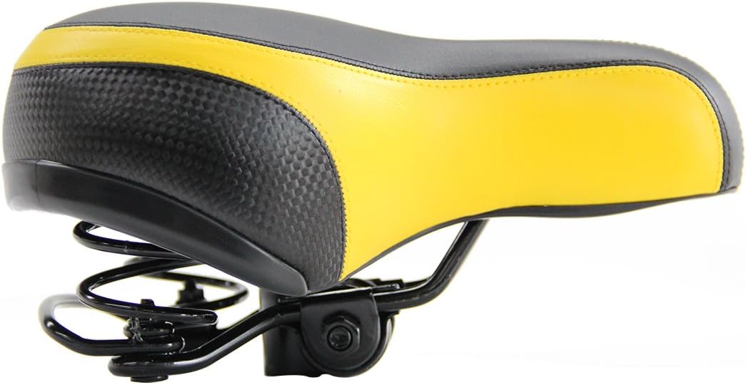 UNISTRENGH Comfortable Bike Seat for Men and Women - Oversize Bicycle Saddle with Safety Reflective Tape Soft Cushion Fit for Mountain Bike, Road Bicycle, Hybrid, Cruiser and Stationary Exercise Bike