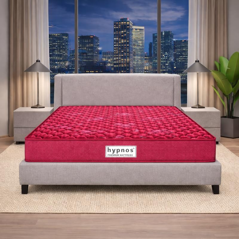 Image of Hypnos Orthopedic Dual Sided 5 Inch High Density Foam Mattress | Queen Size (72X60 Inches) | Firm Back Support | Reversible | Anti-Microbial Breathable Woven Fabric | 5-Year Warranty