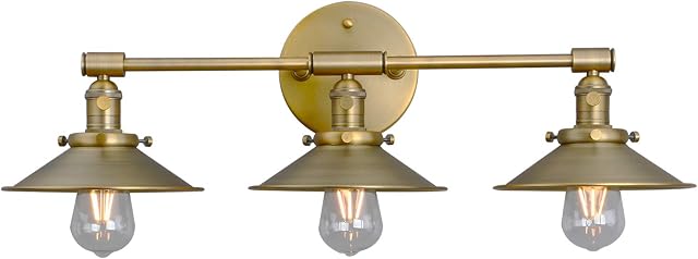 Phansthy Industrial Wall Light, 3 Lights Vanity Light Fixtures with Metal Lampshade, Hallway Wall Mounted Sconces for Kitchen Living Room Bedroom (Antique)