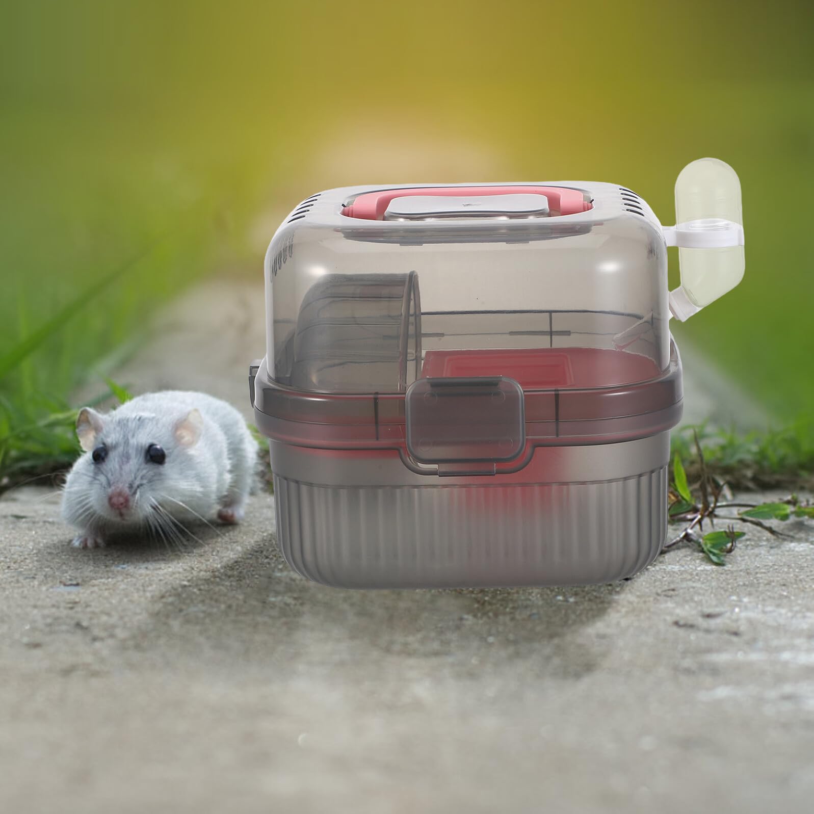 BESPORTBLE Trasportino per Piccoli Animali Custodia Portatile per Criceti Porcellini Furetti Gabbia da Viaggio Doppio Strato Ventilazione Comoda Maniglia per Viaggi e Uso Domestico