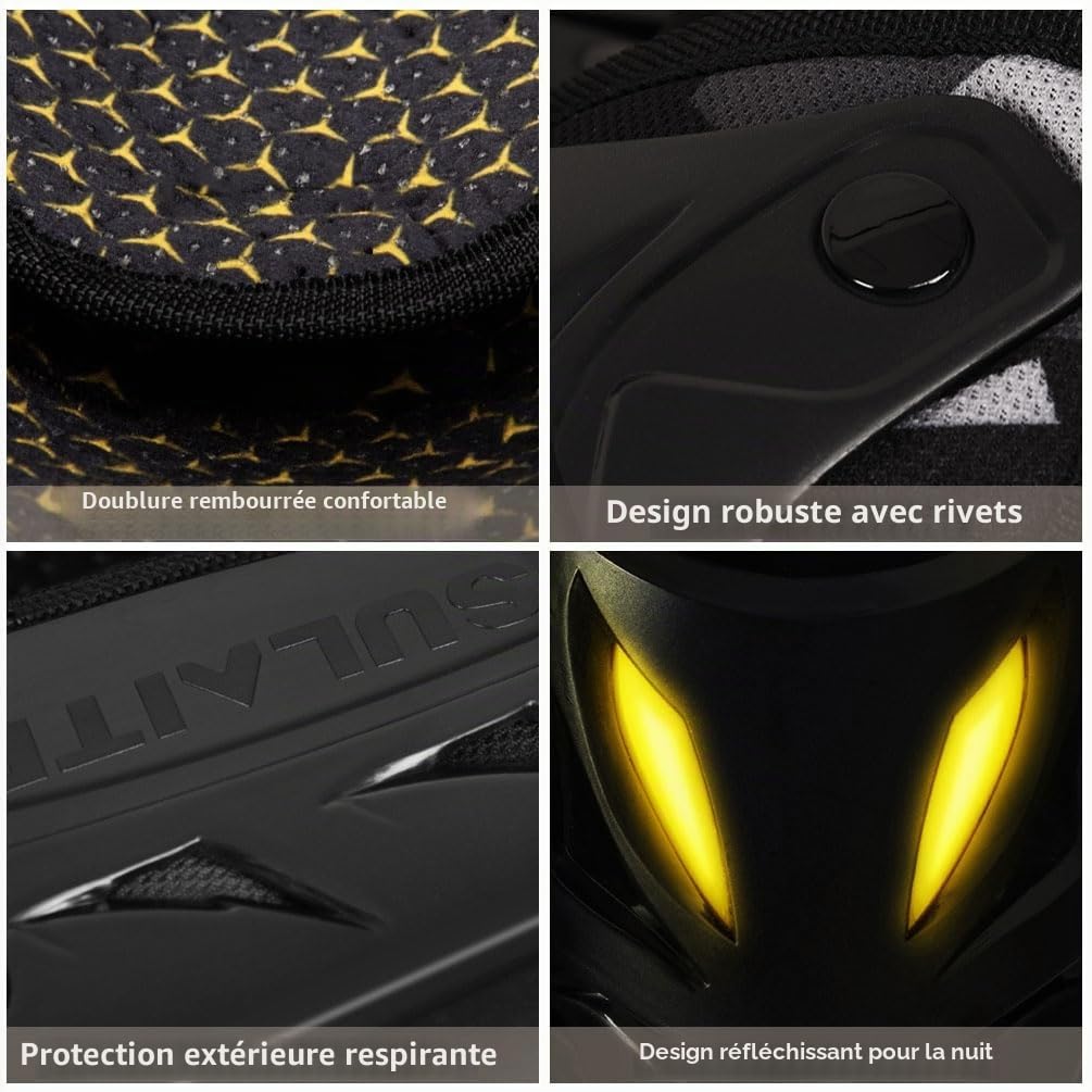 4 Pièces Moto Genouillères Protège Tibias Kit de Course Motocross Ajustable Camouflage Motocyclette Protège Équipement pour le Coude