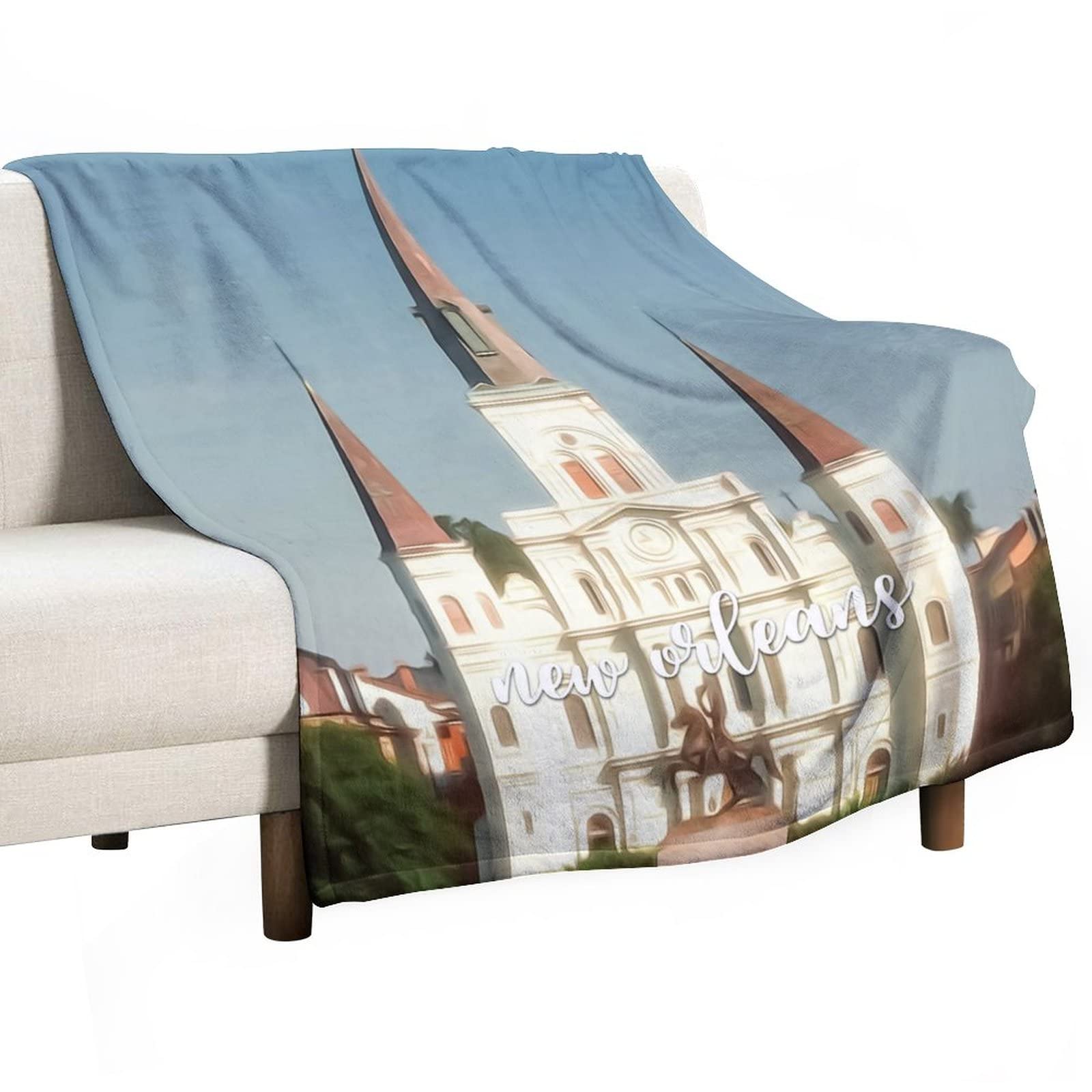 Plaid en flanelle Nouvelle-Orléans cadeau idéal pour voyage lit et salon