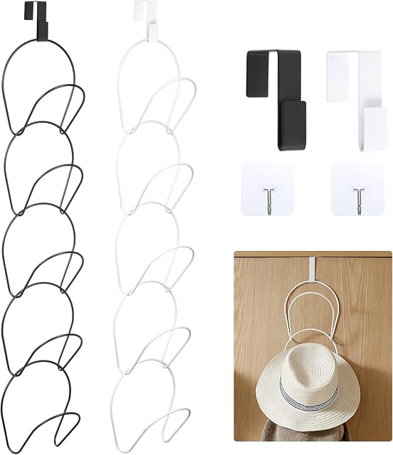 Coptiner 10 Pack Hat Rack Organizer Baseball Cap Rack Closet Hanging Display Hat Storage Rack Door Wall Mounted Hanging Hook for Hat Holder Bags Ties Scarves Handbags Towels
