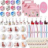 Llama Birthday Party favors Supplies Set - Llama Bracelets, Rings, Tattoos, Badges, KeyChains and...