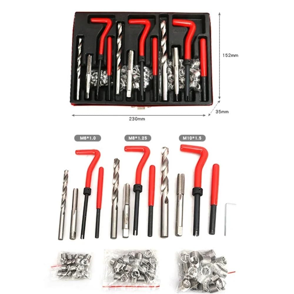 Kit di riparazione 88 pezzi M3 a M14 Set di inserti filettati for viti con punta da trapano Adatto for filettature danneggiate Kit di utensili Helicoil for il ripristino