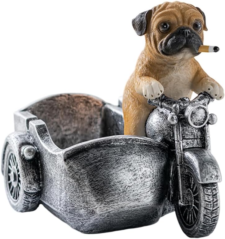 Creative Ashtray,Cute Dog Funny Fancy Dog Shape Cigarette Ashtray,Motorcycle Sidecar Ashtray Cigarette Asstray for Outdoor Patio Home Party Office Gift for Men Women, Style 2