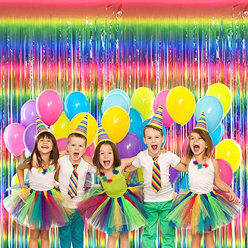 Beishida 2 Pack Dark Rainbow Colorful Foil Fringe Curtain, Assort Color Tinsel Metallic Curtains Photo Backdrop For Birthday Party Wedding Engagement Bridal Shower #TOP2