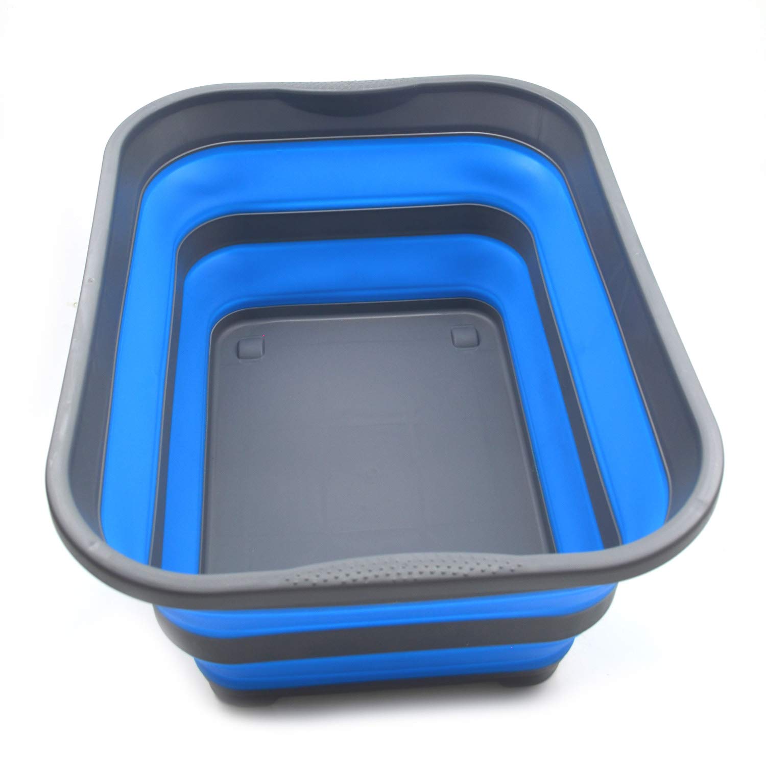 SAMMART 2-Pack Collapsible Laundry Baskets With Wheels - 40L (10.5 Gal) Pop-Up Storage Tubs, Blue