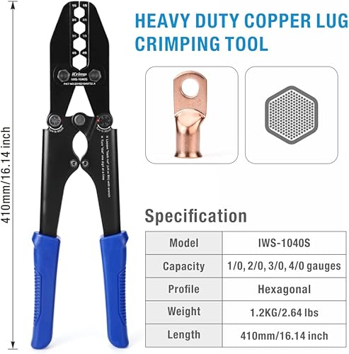 Miniatura 2 de iCrimp AWG1/0-4/0 - Crimpadora de cables de batería c/w pelacables