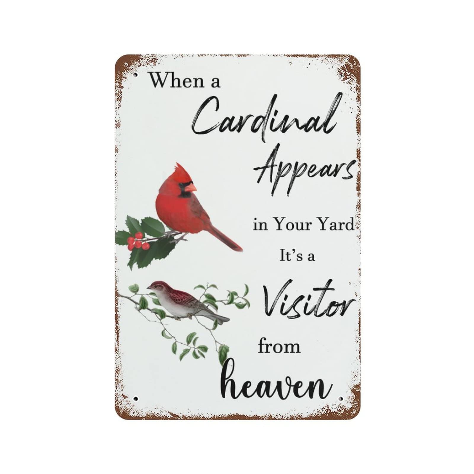 Plaque de métal avec cardinal et motif Père Noël pour intérieur maison