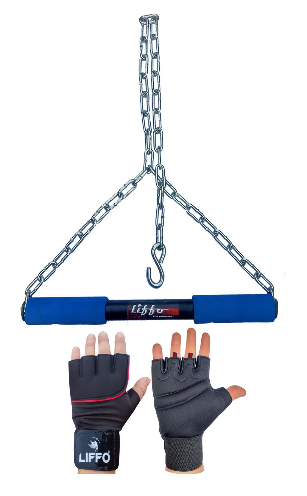 Liffo® Pull Up Bar Hanging Rod For Height Increase For Kids,Adult With Weight Lifting Gloves (4FT) Blue (B0B5Y1CQPV) Amazon Price History, Amazon Price Tracker