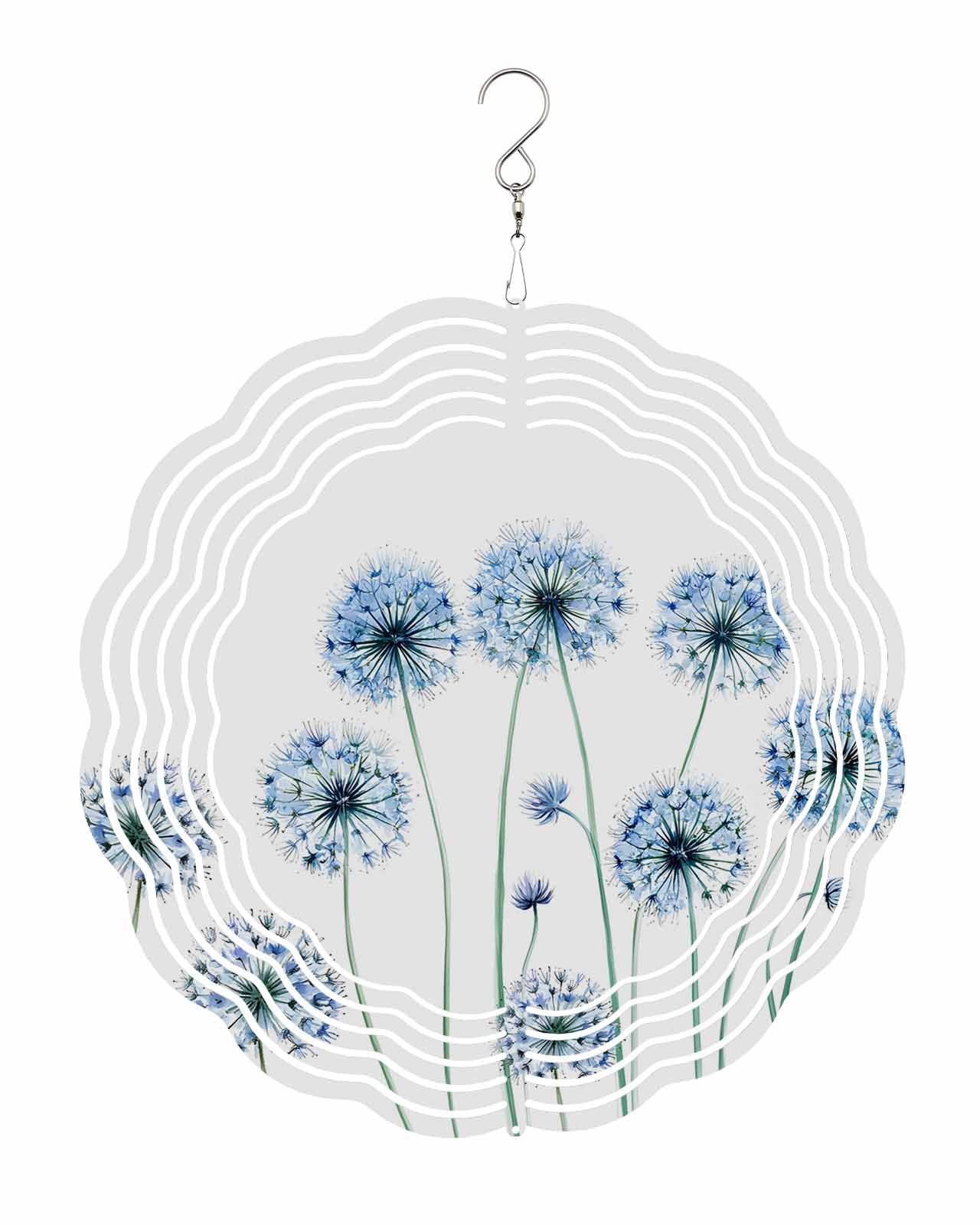 Plant Wind Spinners, Farmhouse Style Dandelion Flower Hanging Wind Spinners for Yard and Garden 3D Stainless Steel Metal Sculptures Crafts Ornaments 10 Inch