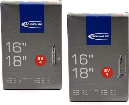 Schwalbe SV4 Inner Tubes - 16 x 1 1/8 to 18 x 1.35in, 40mm Presta Valve 2 Pack