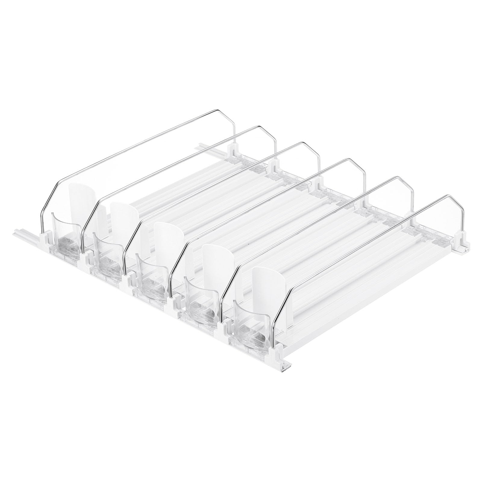 uxcell 5pcs Soda Can Organizer for Refrigerator, Self-Pushing Drink Organizer for Fridge, Width Adjustable Drink Dispenser Beverage Pusher For Pantry