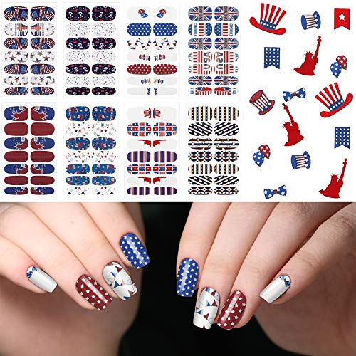 8 Sheets Patriotic Nail Wraps 4Th Of July Full Wrap Nail Polish Stickers American Flag Independence Day Nail Art Stickers Self Adhesive Nail Decals Strips With Nail File For Memorial Day #TOP5