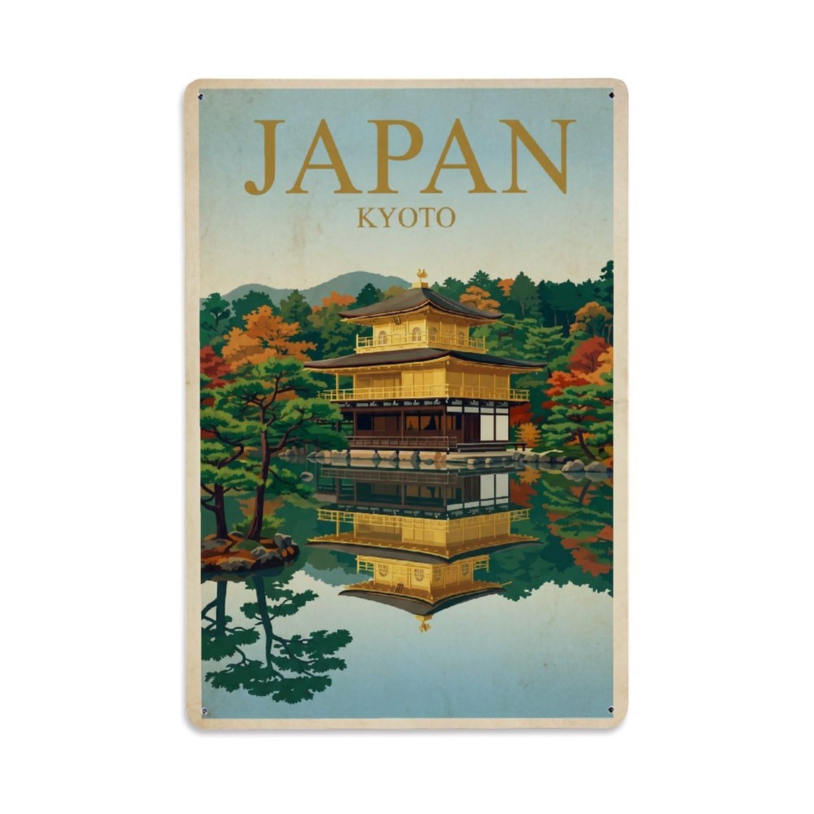 Metal Tin Sign Vintage Travel Japan Kinkakuji