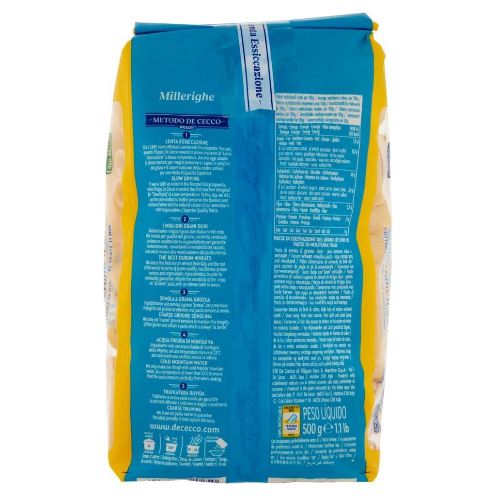 De Cecco Pasta Millerighe n° 25 500 g + Italian Gourmet Polpa 400 g