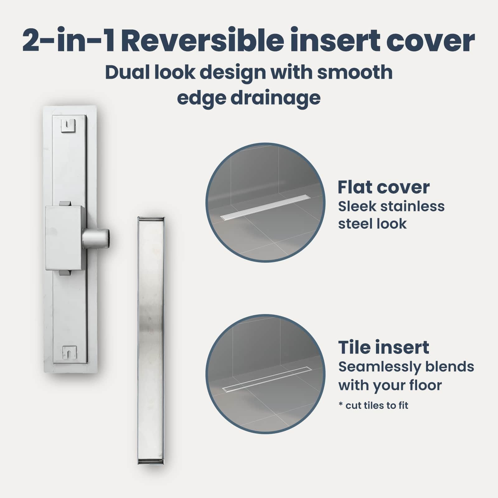 vidaXL Drenaggio Doccia 2 in 1 Argento 70 cm Acciaio Inox 304, Stile per Il Bagno, Scarico Doccia Moderno, Soluzione idraulica, Accessori per Il Controllo dell'Acqua