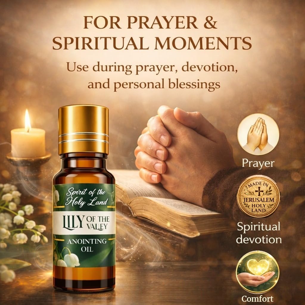 Biblical Lily of the Valley Anointing Oil from Jerusalem 2 Bottles x 10 ml | Holy Land Christian Devotional Oil for Prayer & Blessing, Religious Gift Box