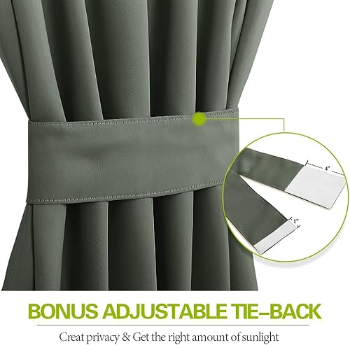 Vista 83 de PONY DANCE Cortinas de ventana con luz lateral, cortina con aislamiento térmico de privacidad con alzapaños para vidrio/delantera/corredera/puerta