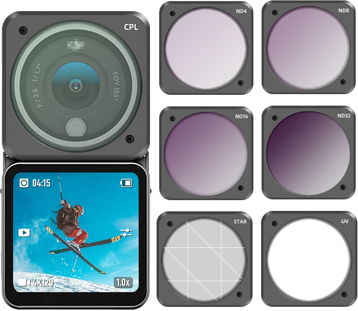ND Filter Set Compatible with DJI Action 2 Camera