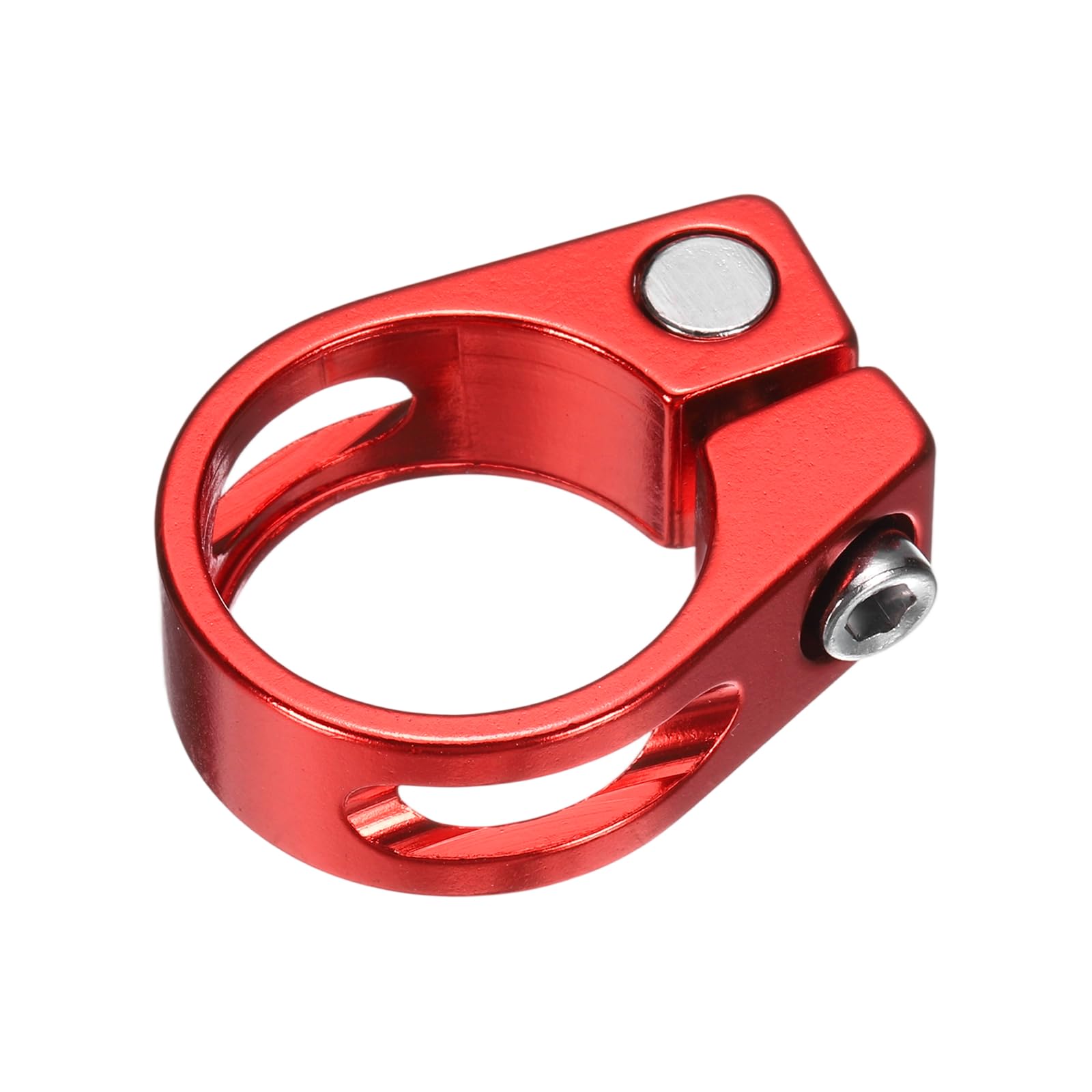 sourcing map Bike Seat Post Clamp, 28.6mm Aluminum Alloy Bicycle Seat Post Clamp Quick Release Tube Clip for 25.4mm Mountain Road Bike Tube, Red