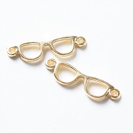 Amazon 紗や工房 メタルチャーム 小さいメガネ 22mm ゴールド 2個 2ヶ ハンドメイド アクセサリーパーツ チャーム アクセサリートップ 通販