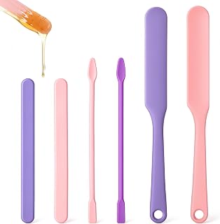 Thinp 6 Pcs Silicone Wax Sticks, 3 Style Wax Spatulas Non-Stick Waxs Sticks for Hair Removal Reusable Hard Waxs Scraper Silicone Stir Stick Waxing Applicator for Home Salon Body Use