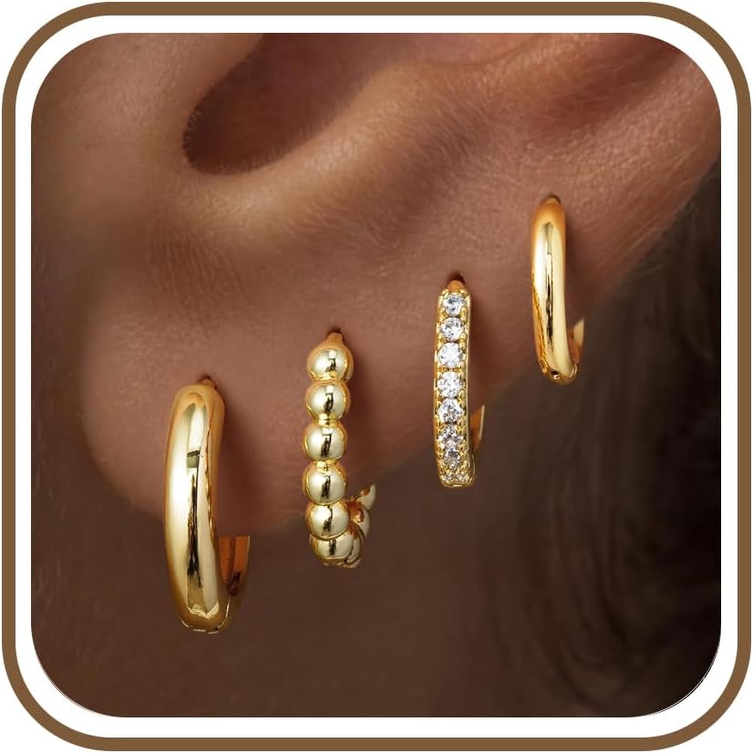 TURANDOSS Hypoallergenic Small Huggie Hoop Earrings for Women Girls