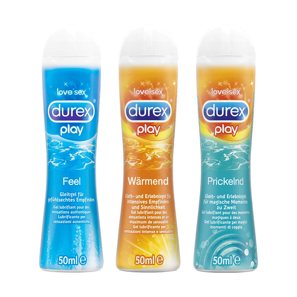 Durex Gleitgel Mix-Set 3er Set fr Sie und Ihn mit 1x Durex Play Feel + 1x  Durex Play Wrmend + 1x Durex Play Prickelnd in 50ml Dosierflaschen :  Amazon.de: Drogerie & Krperpflege