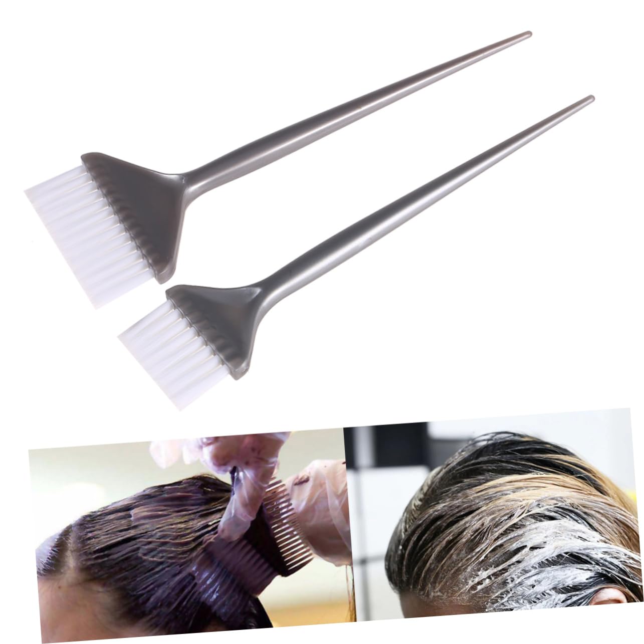 Silver Hair Dyeing Comb Set of 6 Widened Soft Tint Brushes (5cm 7cm) for Professional Hair Coloring at Home or Salon