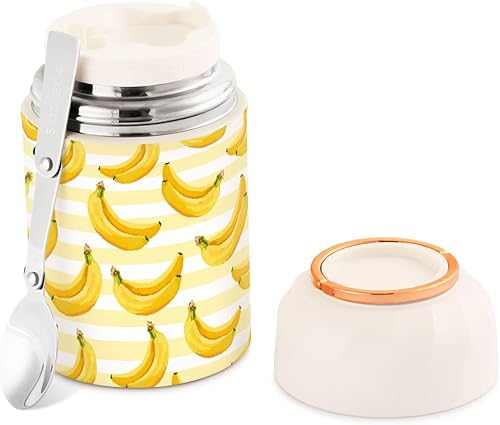 Banana Food Jar with Spoon Stainless Steel Vacuum Insulated Food Container 17 oz Food Flask for Hot Food