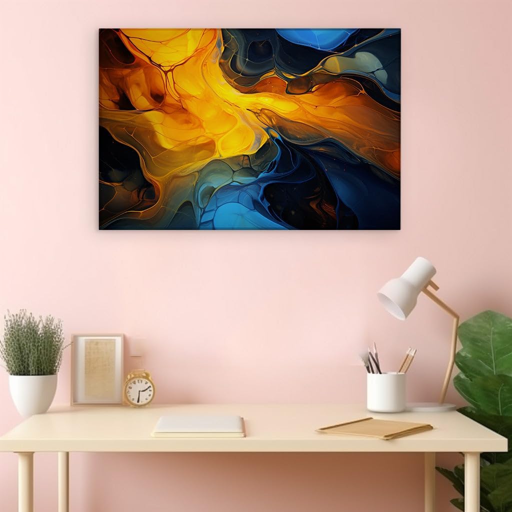 Canvas for Living room. Confluence of Warmth and Coolness: An Abstract Digital Artistry Display, 27 x 18 inch Canvas Wall Art - Contemporary Masterpieces - Modern Home Decor - 69x46 cm (27x18 inch)