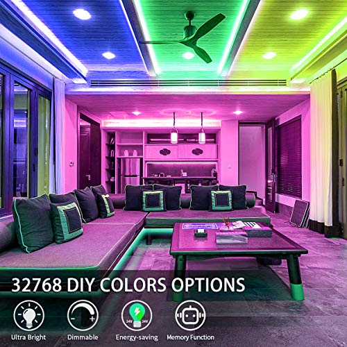 Kit completo de tiras LED dimmable blanco cálido 16.4ft y RGB 32.8ft miniatura 6