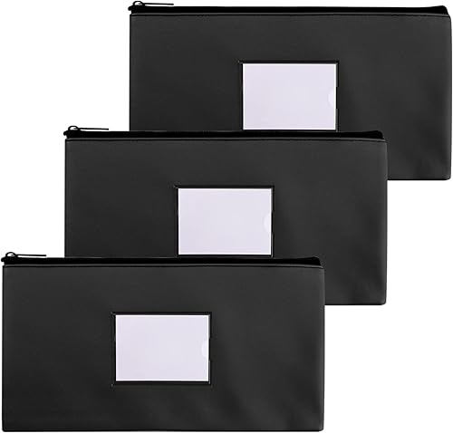 Miniatura 8 de NICKANG Paquete de 3 bolsas de dinero rosa con cremallera para dinero en efectivo, 11.25 x 6.25 pulgadas, bolsas de depósito bancario con