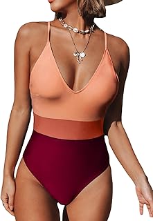 Bañador para Mujer Color Block Traje de Baño de Una Pieza