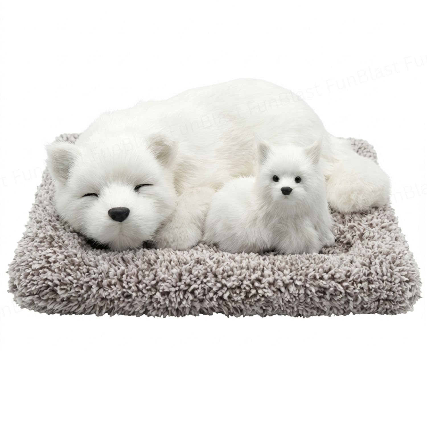FunBlast Sleeping Cute Dog with Puppy – Realistic Soft & Lifelike Pet Puppy with Bed for Car Dashboard and Home Décor, Sleeping Dog Soft Toy (White)-image-33