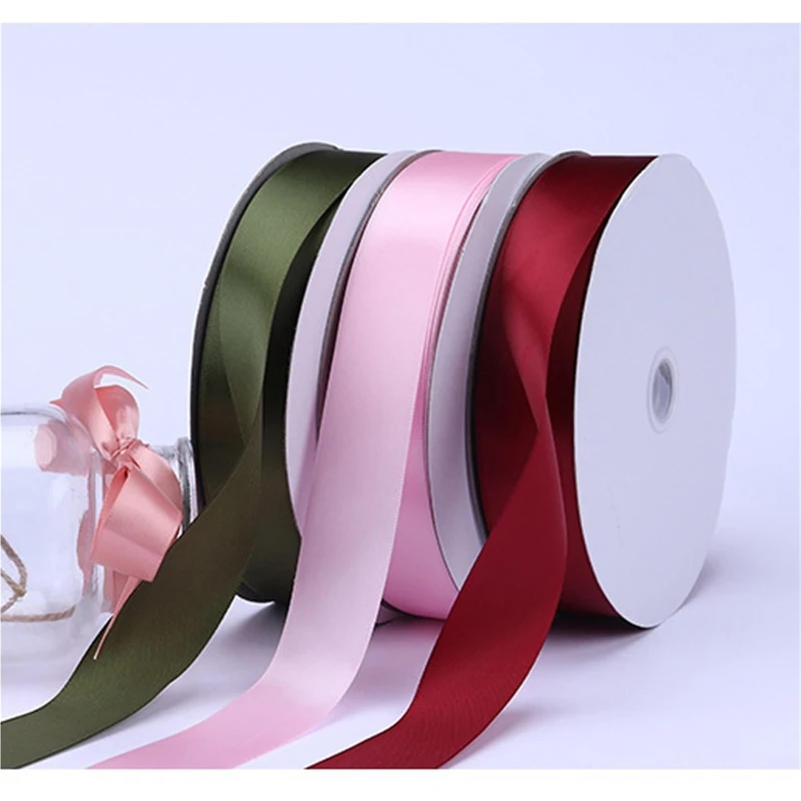 3 Rotoli Da 100 Metri/rotolo Di Nastro Confezione Regalo Festa Nozze Fiori Mazzi Fiocchi Capelli Decorazione Artigianato Fai Te Nastri Raso Per Decorazioni(Wine red,2.5CM 100Y)
