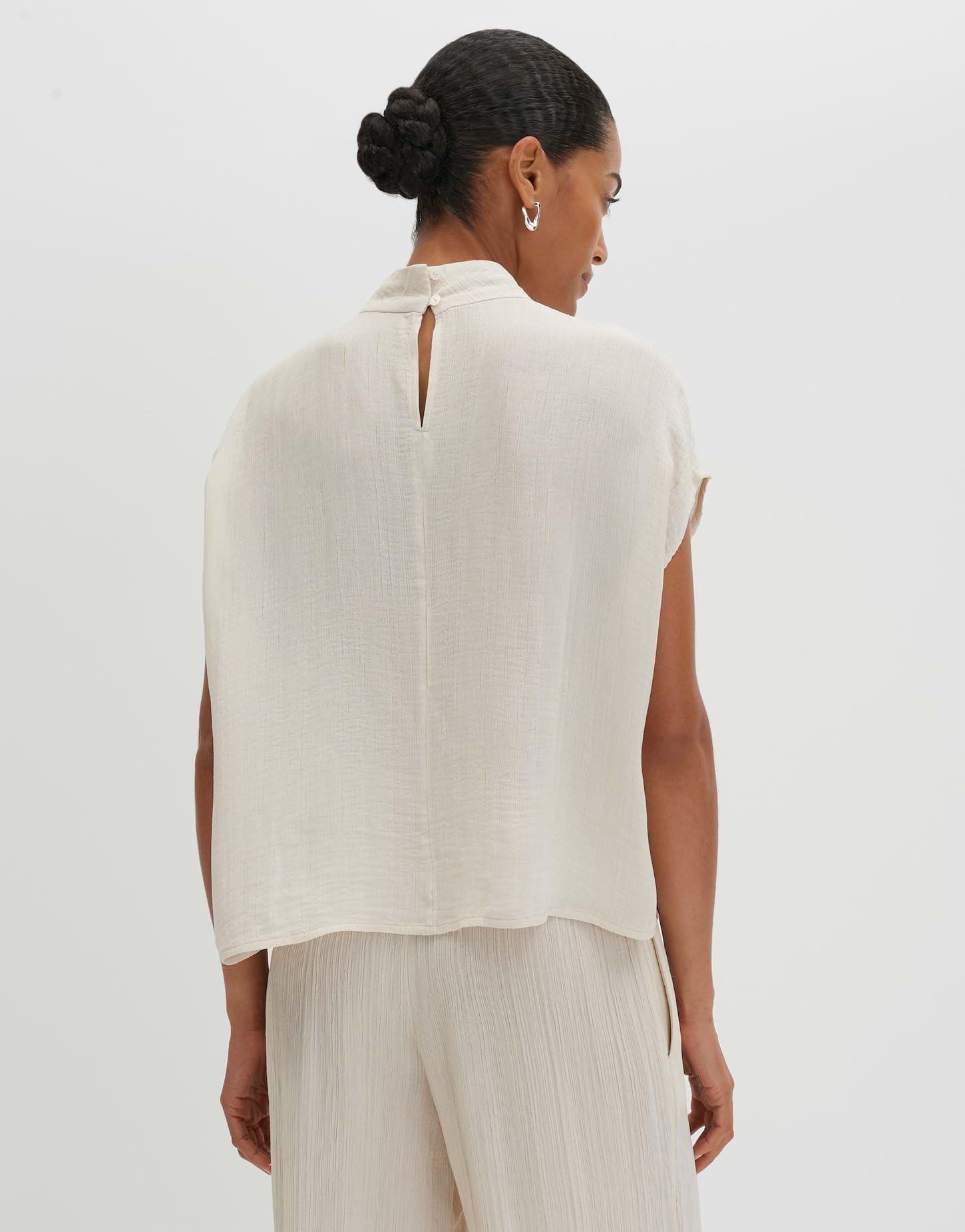 someday Damen Kurzarmbluse | Zartes Blusentop mit Crinkle Effekt