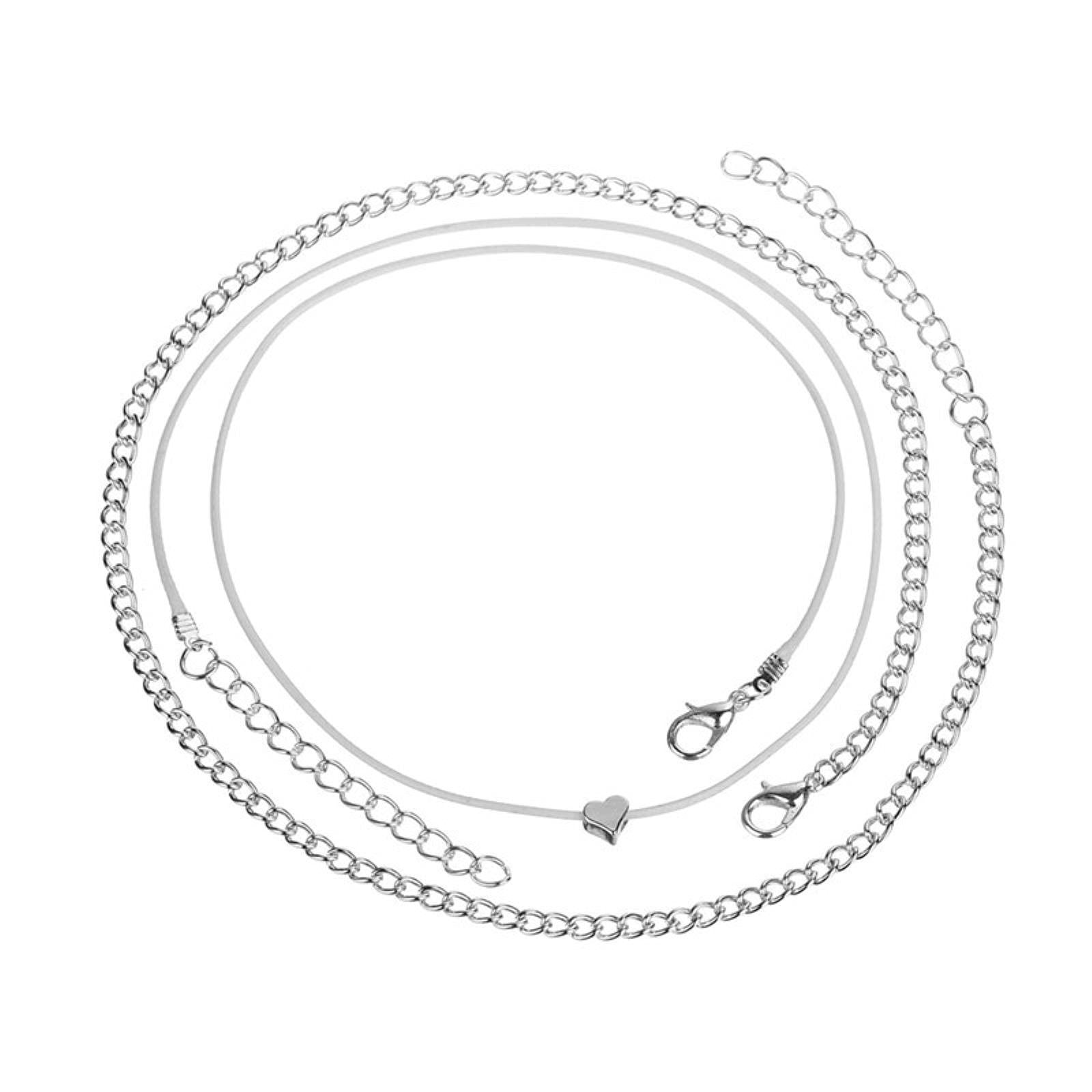 Jfgctyhxy Women's One Color Bohemian Bracelets, Bohemian Silver Color Anklet Bracelet On The Leg Fashion Heart Anklets Barefoot For Chain Beach