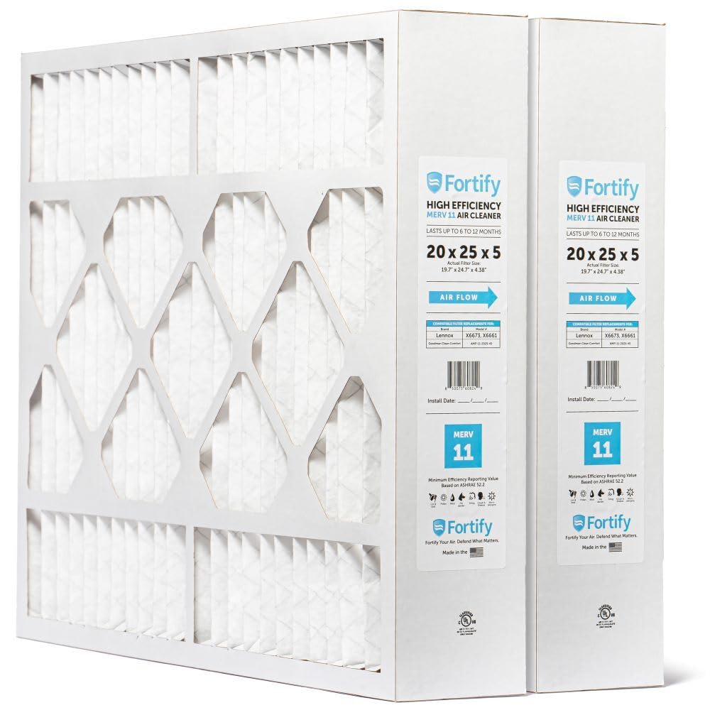 Fortify 20x25x5 MERV 11 Furnace Air Filter Fits Lennox. 2-Pack