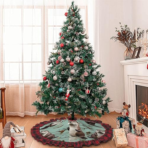 Jupe de sapin de Noël 122 cm rustique à carreaux imperméable