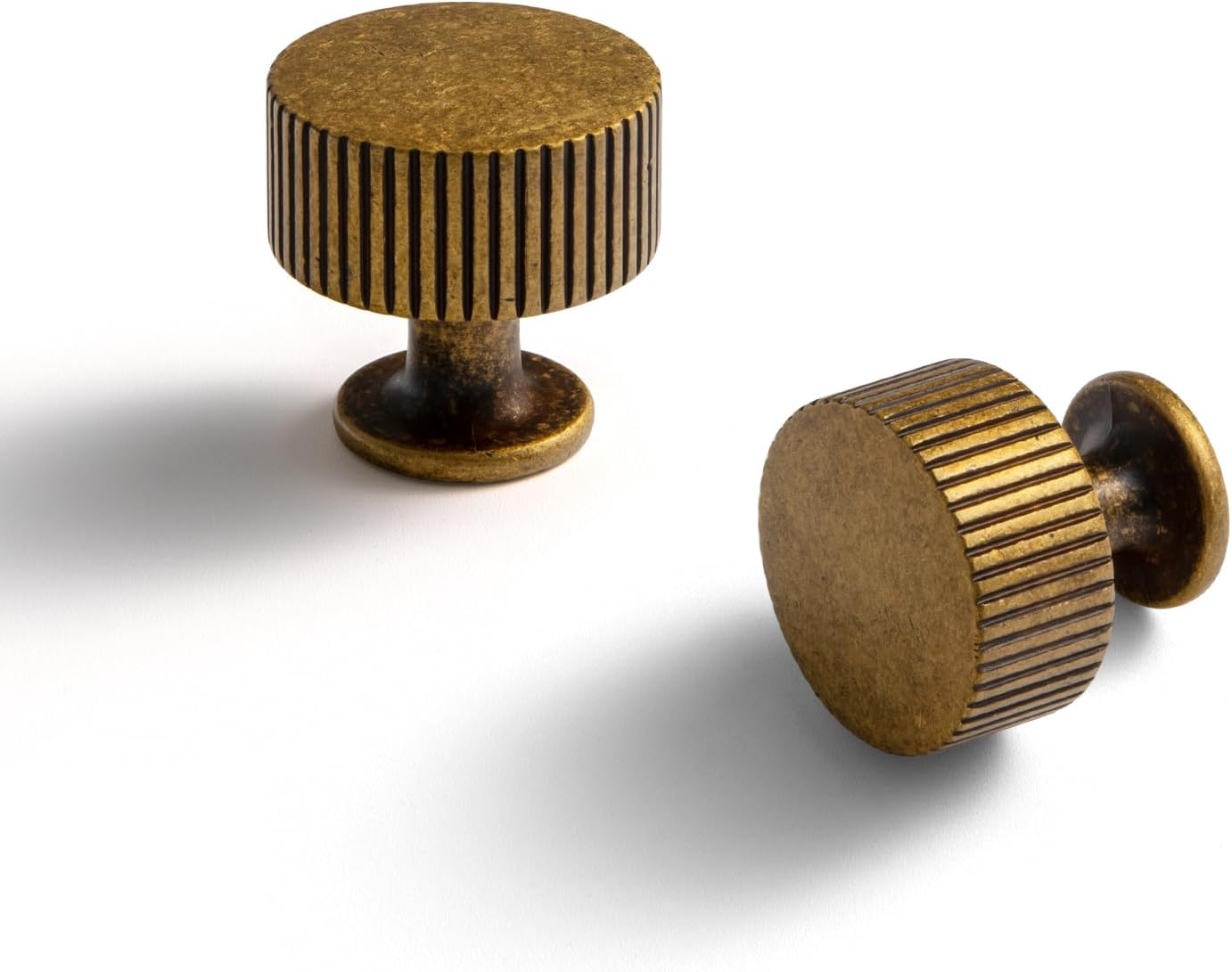 Goo-Ki Vintage Retro Antique Brass Zinc Alloy Cabinet Knob - Single Hole Striped Decorations Cabinet Pull Hardware for Bedroom, Kitchen, 6 Pack