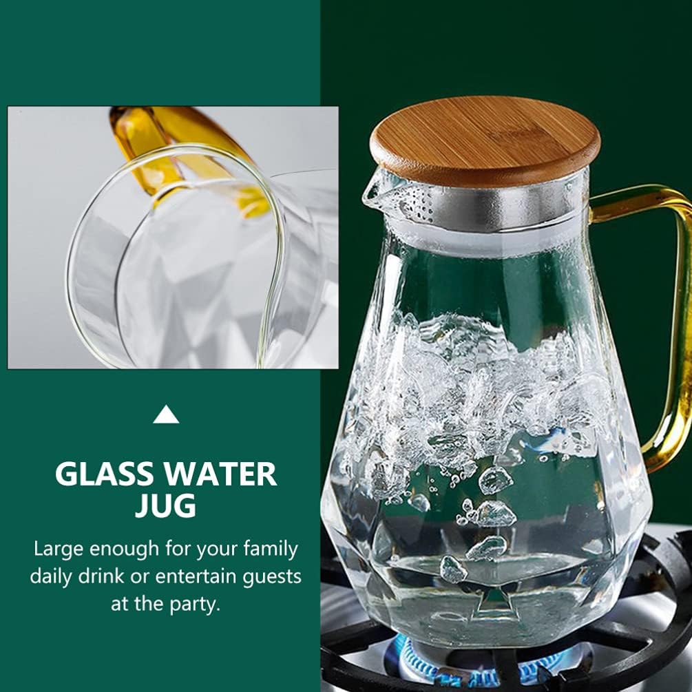 Hemoton 75Oz Cold Water Pitcher with Leak-Resistant Lid and Comfortable Handle - Wide Mouth Glass Jug for Iced Tea Juice and Party Beverages - Image 5