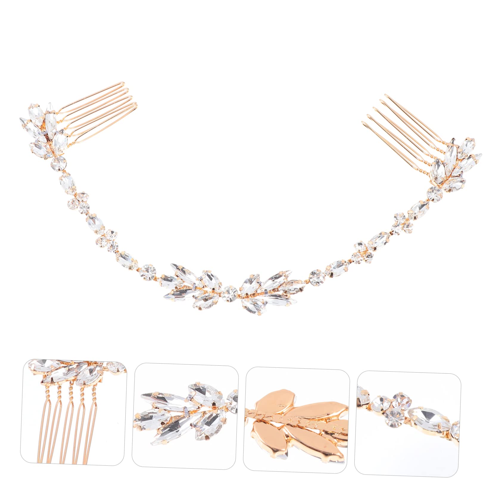 FRCOLOR 3 piezas peine nupcial tocado damas diademas reposapiés para pedicura decoraciones lametta rosa brillo peines para mujeres boda diamantes de imitación modelado bollos