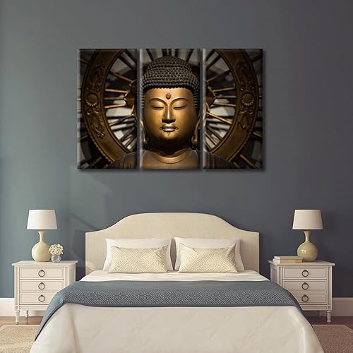 Vista 182 de TUMOVO Wall Art for Living Room Buddha Sculpture Flower Paintings Canvas Wall Art 3 Panel Wall Art Canvas Artwork Wall Decor Large Wall Decor Canvas
