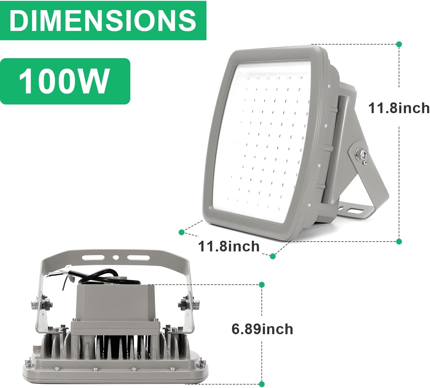 OSTEK 100W LED Flood Light Explosion-Proof led Light 5000K, Hazardous Location Storage Areas Lights IP66/IK09 Industrial Powder Factory, Class I Division 2 Gas Station Airport Light 100-277V 5000K